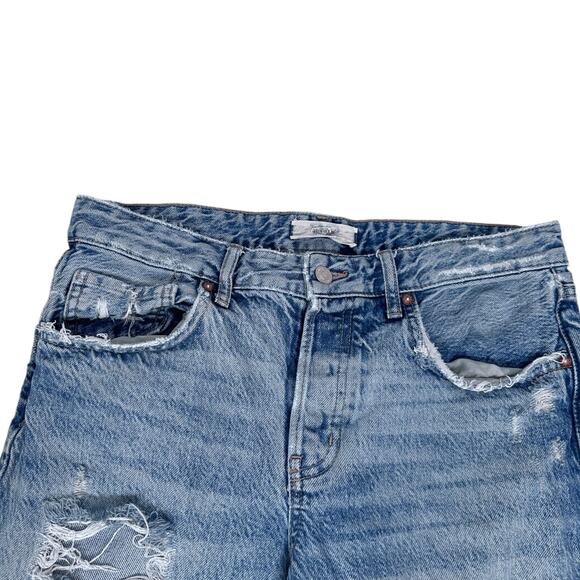 Free People We The Free Jeans Women’s 28 Blue Denim Distressed Frayed Hem - Picture 3 of 11